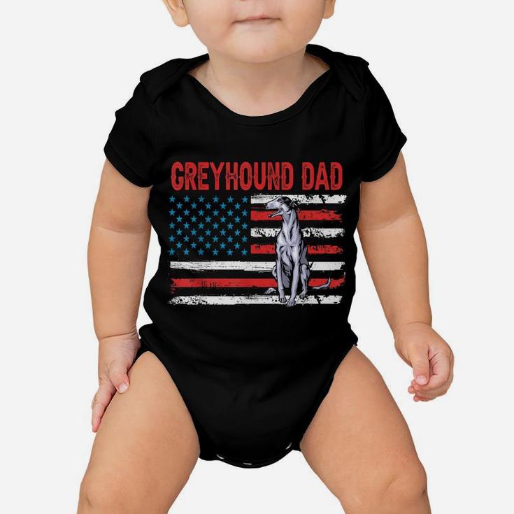 Greyhound Dog Dad American Flag Fathers Day Baby Onesie