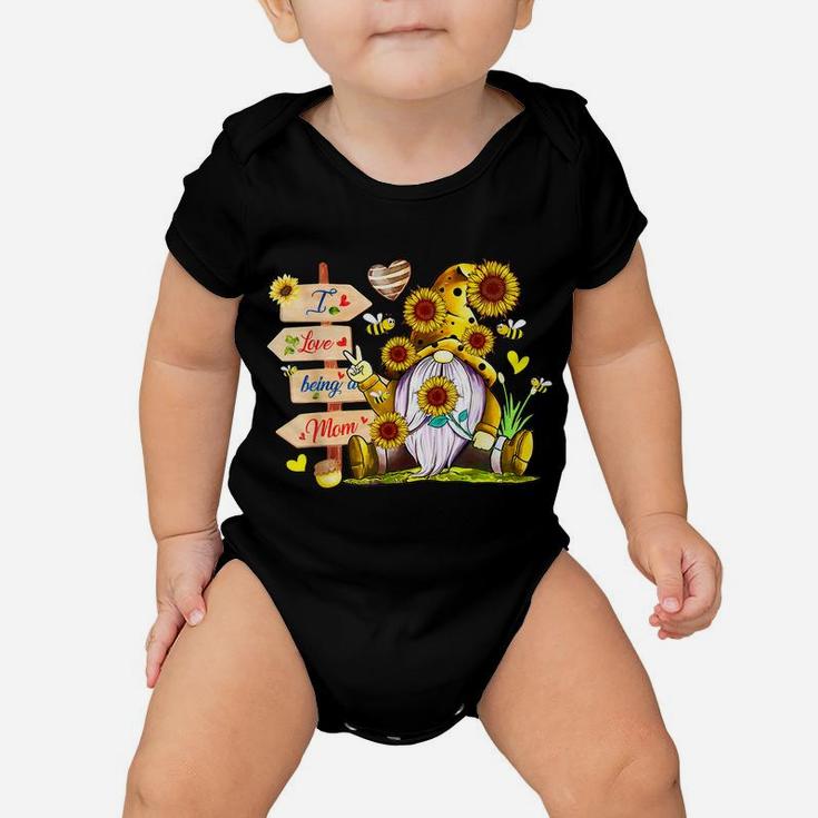 I Love Being A Mom Cute Gnome Sunflower Baby Onesie
