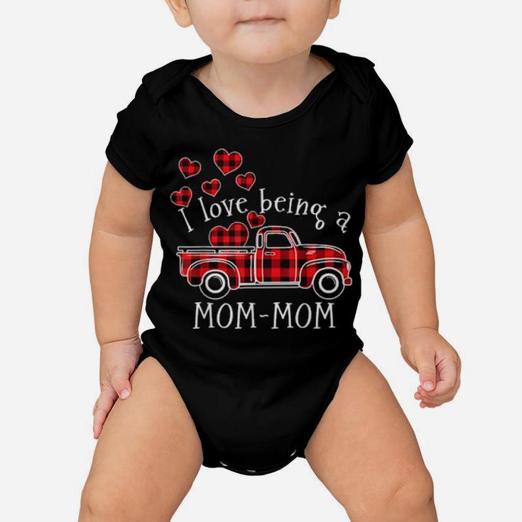 I Love Being A Mommom Red Truck With Heart Valentines Day Baby Onesie