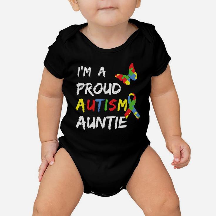 I'm A Proud Autism Auntie Awareness Puzzle Ribbon Aunt Baby Onesie