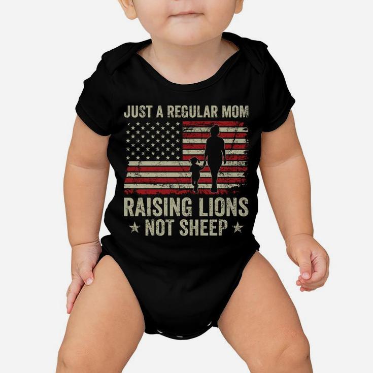 Just A Regular Mom Raising Lions - Patriotic Mama Parenting Baby Onesie