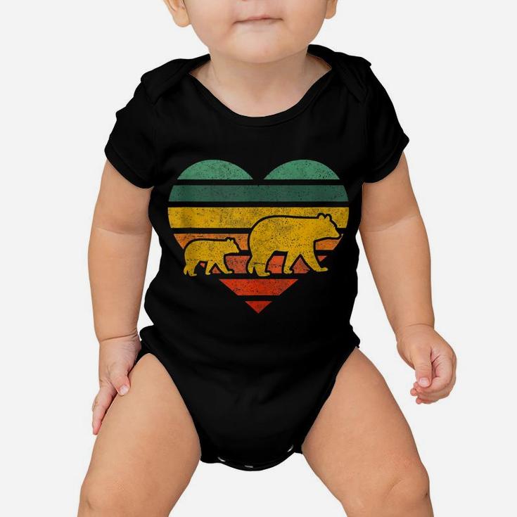 Mama Bear One Cub Shirt Retro Heart Mothers Day Gift Baby Onesie