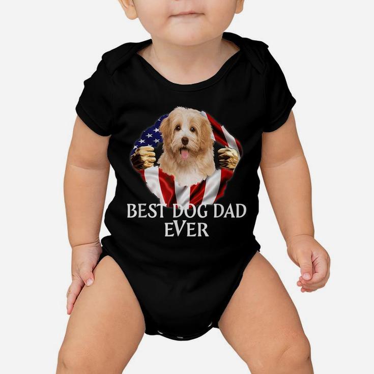 Mens Best Dog Dad Ever Cavachon Dog American Flag Baby Onesie