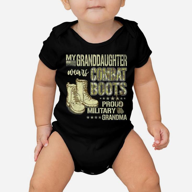 Mens My Granddaughter Wears Combat Boots - Proud Military Grandma Baby Onesie