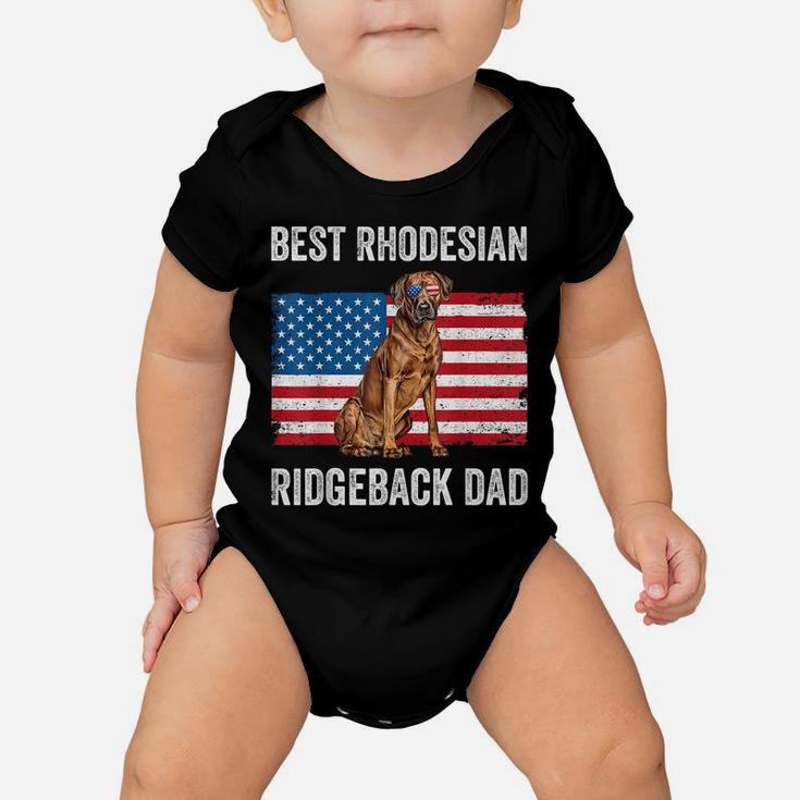 Mens Rhodesian Ridgeback Dad American Flag Dog Lover Owner Funny Baby Onesie