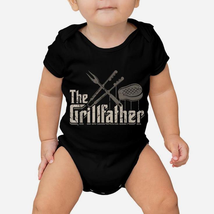 Mens The Grillfather Bbq Grill Smoker Vintage Barbecue Gifts Chef Baby Onesie