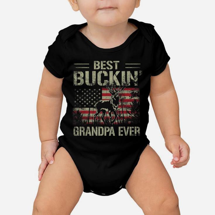 Mens Usa Flag Best Buckin' Grandpa Ever, Deer Hunting Fathers Day Baby Onesie
