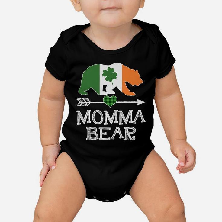 Momma Bear St Patricks Day Irish Green Plaid Family Gift Baby Onesie