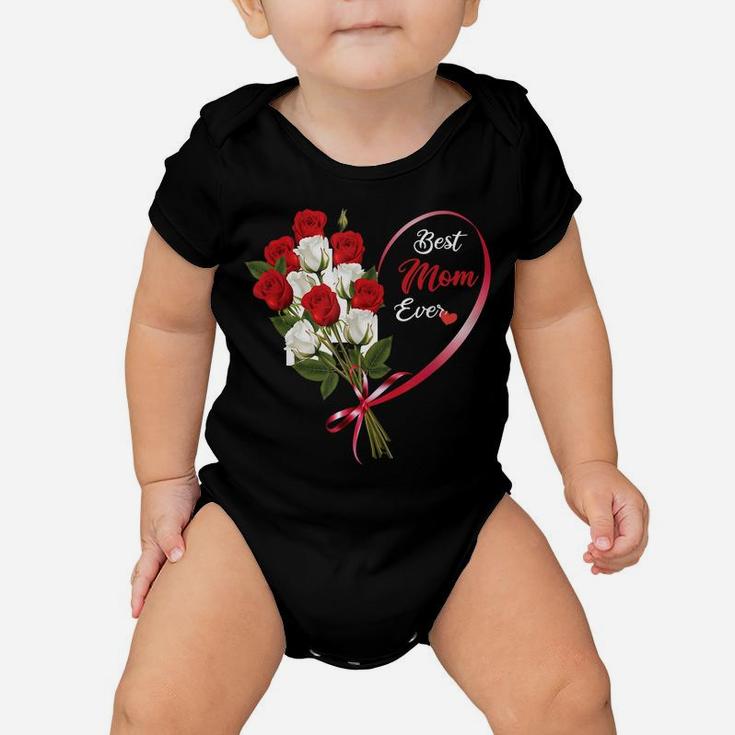 Mother's Day Roses, Best Mom Ever, Colourful Flower Design Baby Onesie