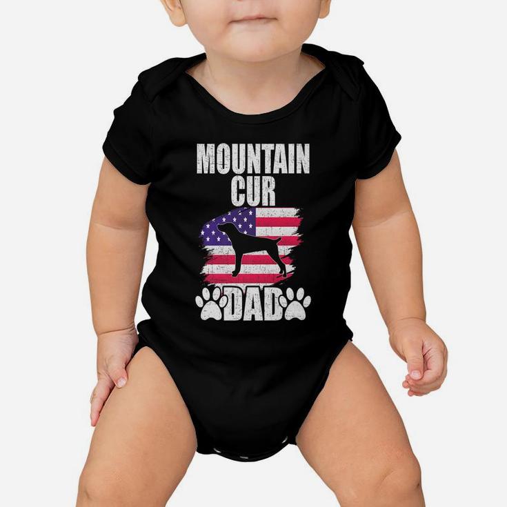Mountain Cur Dad Dog Lover American Us Flag Baby Onesie