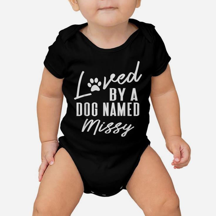 Personalized Dog Name Missy Gift Pet Lover Paw Print Baby Onesie