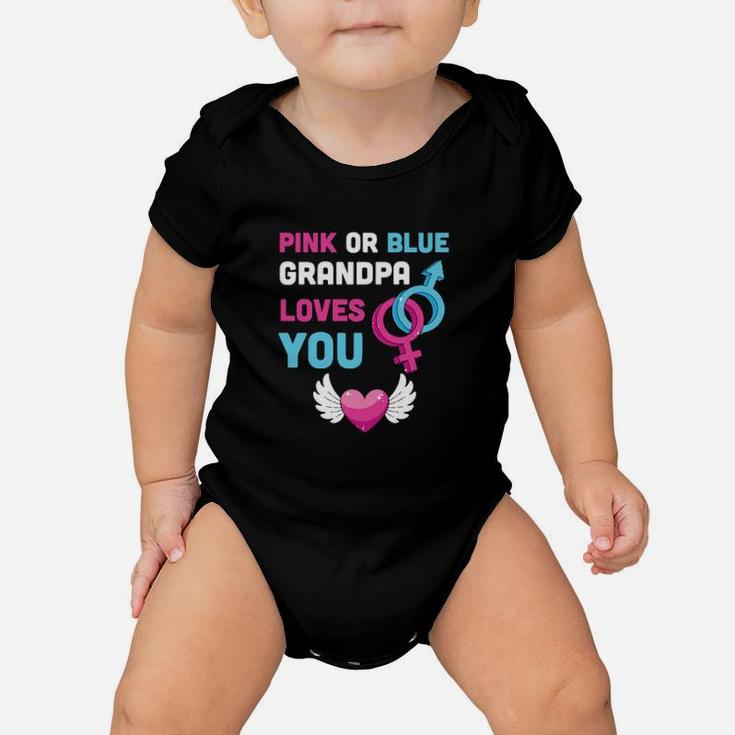 Pink Or Blue Grandpa Loves You Baby Gender Reveal Baby Onesie