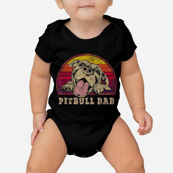 Pitbull Dad Vintage Smiling Pitbull Father's Day Dog Lovers Baby Onesie