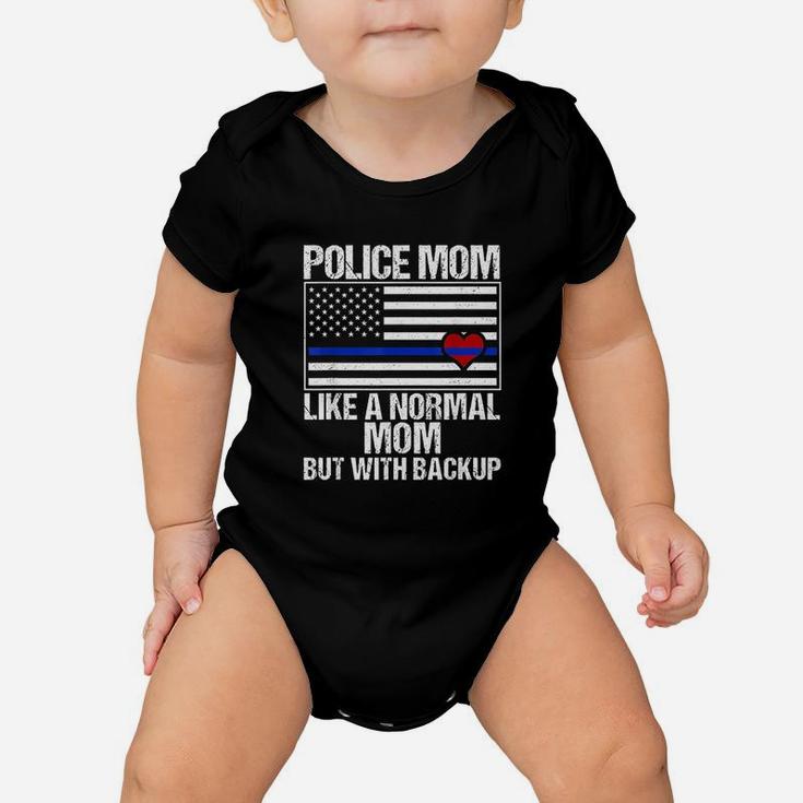 Police Mom Blue Line Flag Heart Baby Onesie