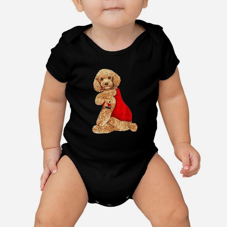 Poodle Dog I Love Mom Tattoo Lover Funny Gift Baby Onesie