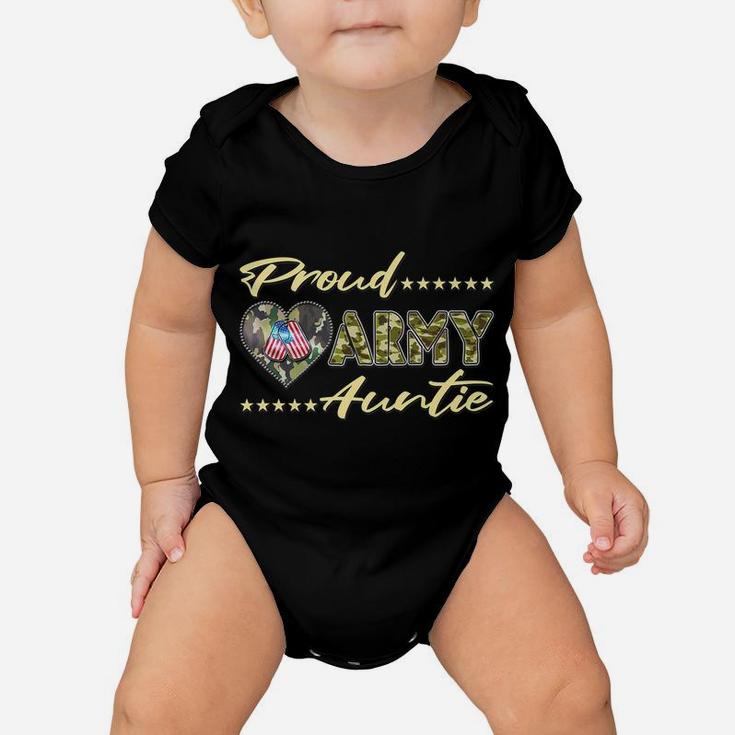 Proud Army Auntie Us Flag Dog Tags Military Aunt Family Gift Baby Onesie