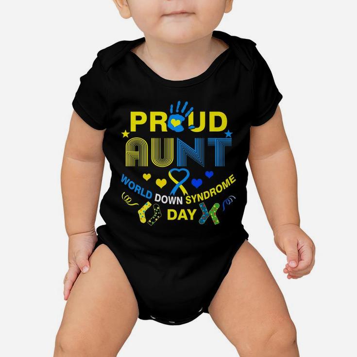 Proud Aunt Ribbon Heart Down Syndrome Day Trisomy Baby Onesie