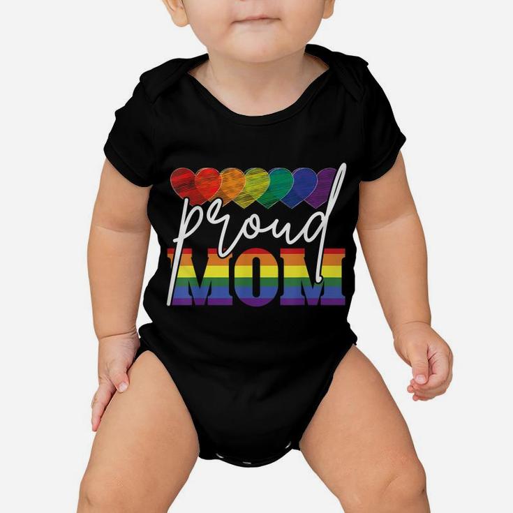 Proud Mom Mothers Day Gift Lgbtq Rainbow Flag Gay Pride Lgbt Baby Onesie
