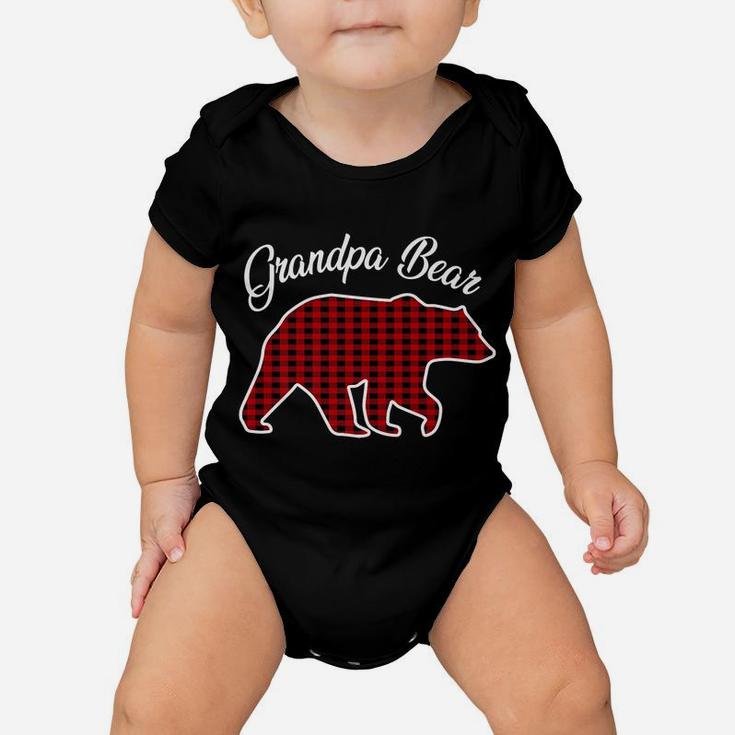 Red Plaid Grandpa Bear Matching Christmas Pajama Family Baby Onesie