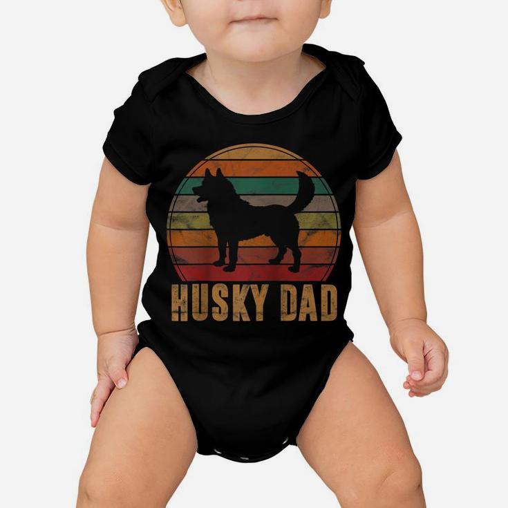 Retro Husky Dad Gift Dog Owner Pet Siberian Huskies Father Raglan Baseball Tee Baby Onesie