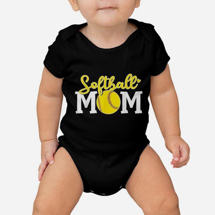 Softball Mom Cute For Mother Love Softball Baby Onesie