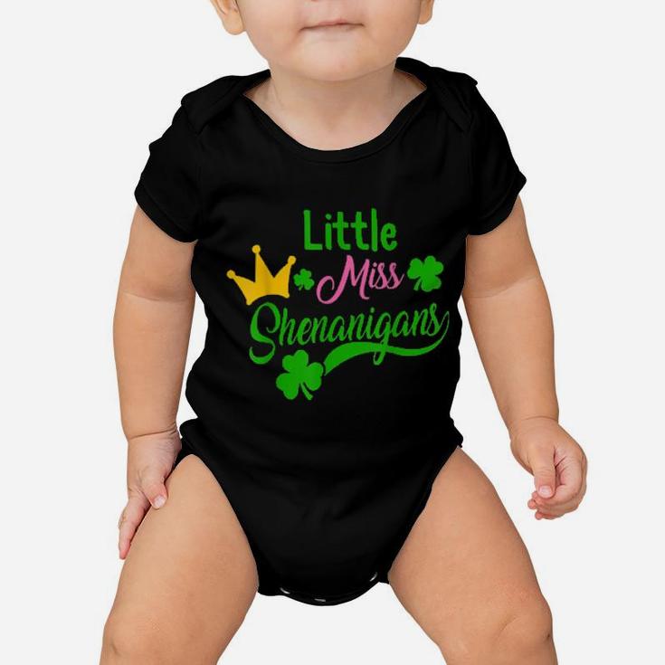 St Patricks Day Girls Little Miss Shenanigans Irish Shamrock Baby Onesie