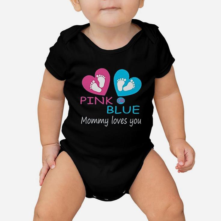 T Pink Or Blue Mommy Love Gender Reveal Shower Baby Onesie