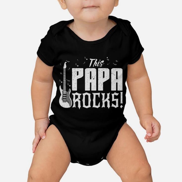 This Papa Rocks  Dad Plays Guitar Player Shirt Baby Onesie