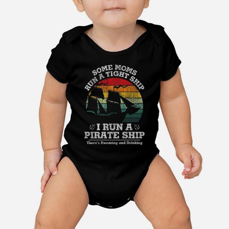 Vintage I Run A Pirate Ship Mom Dad Family Matching Mother Baby Onesie