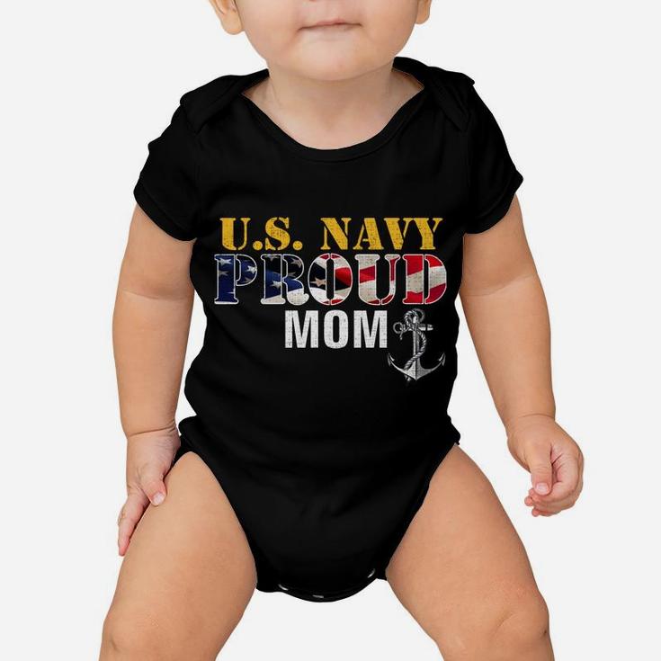 Vintage Navy Proud Mom With US American Flag Gift Baby Onesie
