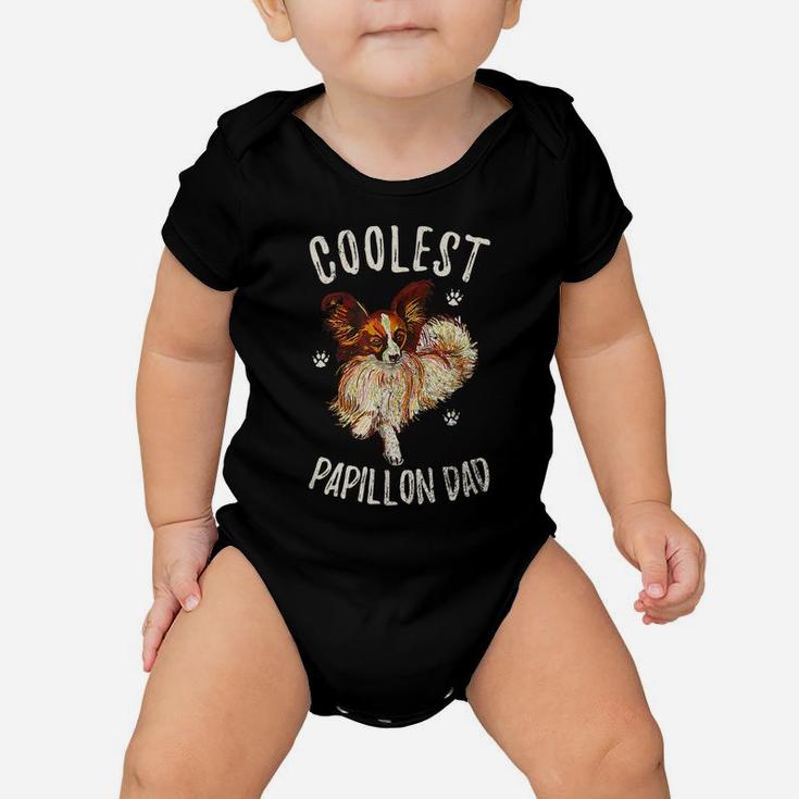 Vintage Retro Coolest Papillon Dad Funny Puppy Owner Lover Baby Onesie