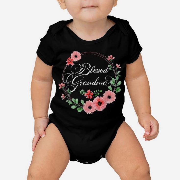 Womens Blessed Grandma Floral Grandma Mother's Day Gift Baby Onesie