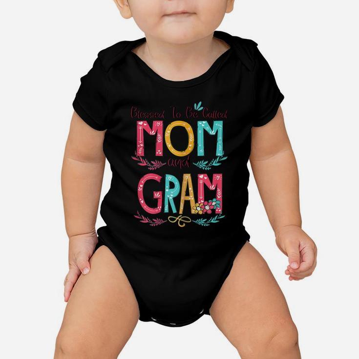 Womens Blessed To Be Called Mom And Gram Flower Gifts Baby Onesie