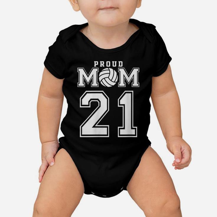 Womens Custom Proud Volleyball Mom Number 21 Personalized Women Baby Onesie