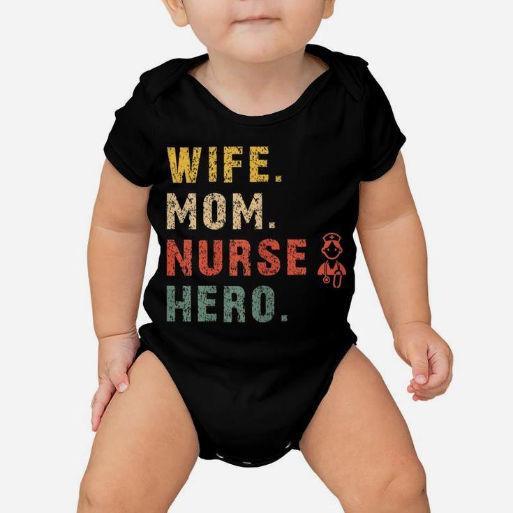 Womens Funny Wife Mom Nurse Hero Saying - Retro Doctor Assistant Baby Onesie