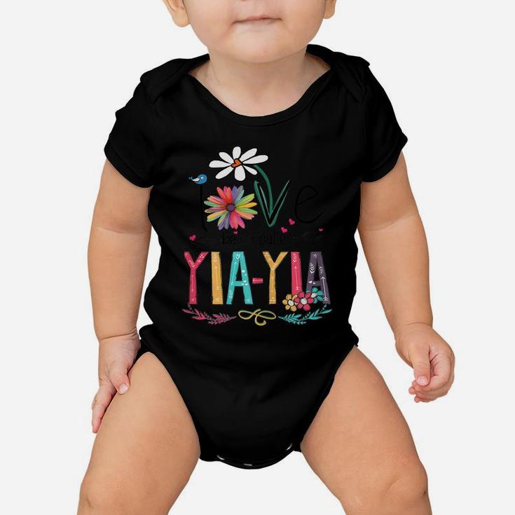 Womens I Love Being Called Yia Yia Sunflower Mothers Day Gift Baby Onesie