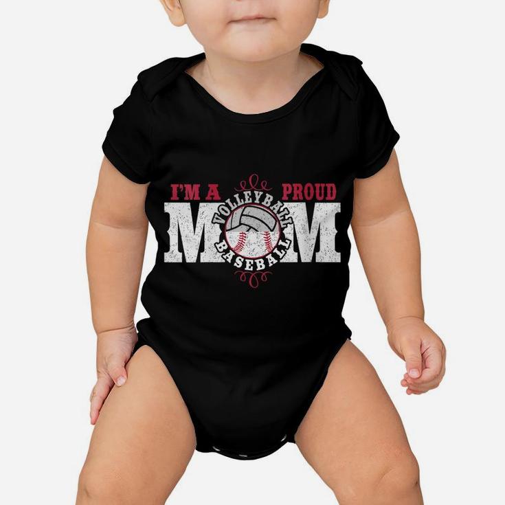 Womens I'm A Proud Volleyball Baseball Mom - Combined Sports Baby Onesie
