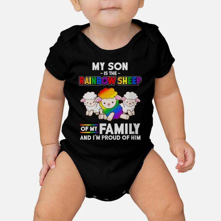 Womens Lgbt My Son Is The Rainbow Sheep Mom Gift Mothers Day Baby Onesie