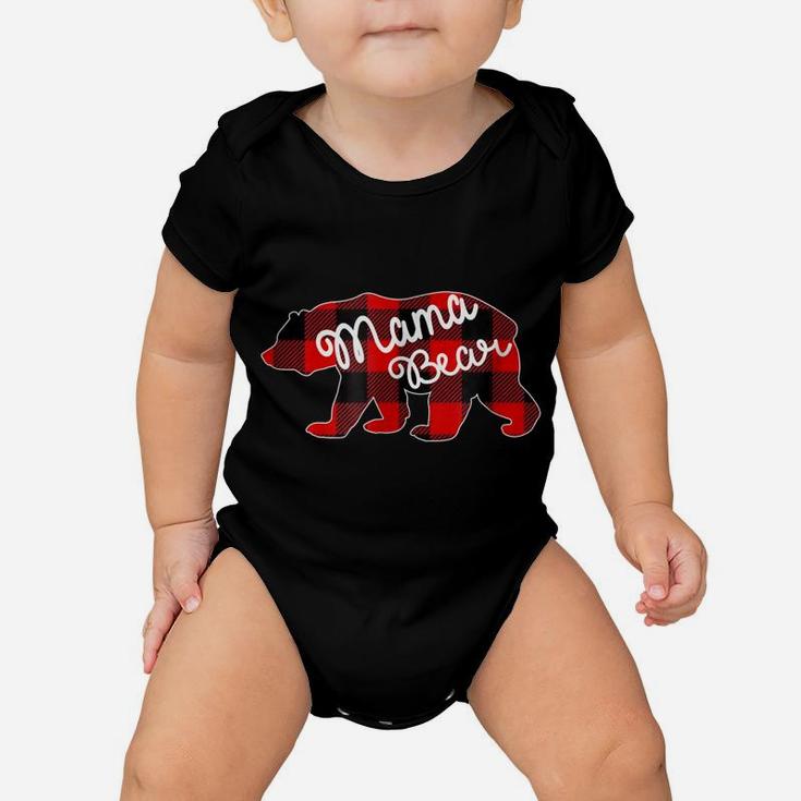 Women's Mama Bear Red And Black Plaid T Shirt Baby Onesie