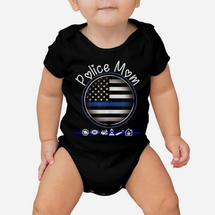Womens Mothers Day Shirt For Cute Police Mom Flag Graphic Plus Size Baby Onesie