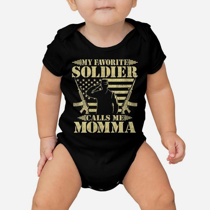 Womens My Favorite Soldier Calls Me Momma Proud Military Mom Gifts Baby Onesie