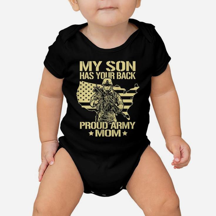 Womens My Son Has Your Back Proud Army Mom - Military Mother Gifts Baby Onesie