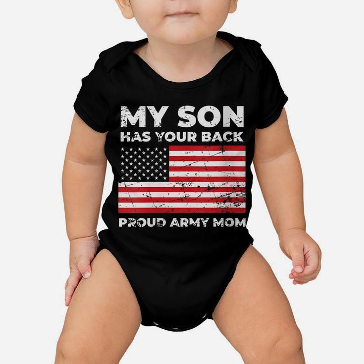 Womens My Son Has Your Back Proud Us Army Mom Baby Onesie