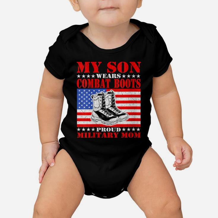 Womens My Son Wears Combat Boots - Proud Military Mom Mother Gift Baby Onesie