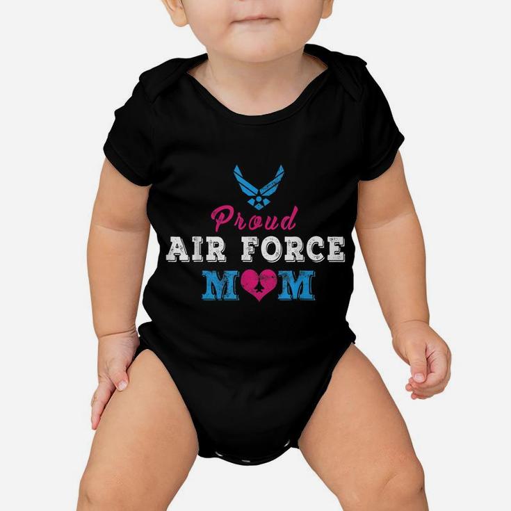 Womens Proud Air Force Mom Heart Military Family Baby Onesie