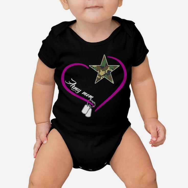 Womens Proud Army Mom - Heart Camo Star Mother Memorial Day Gift Baby Onesie