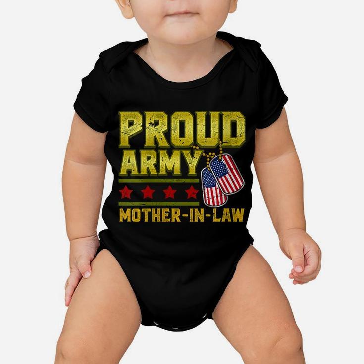 Womens Proud Army Mother In Law Us Flag Military Mom Family Baby Onesie