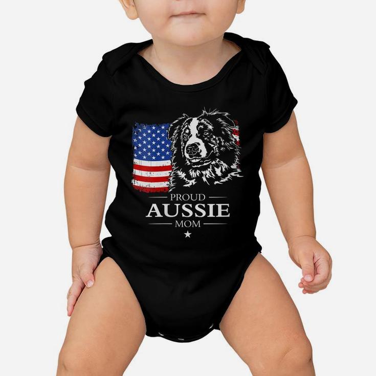 Womens Proud Aussie Shepherd Mom American Flag Patriotic Dog Gift Baby Onesie