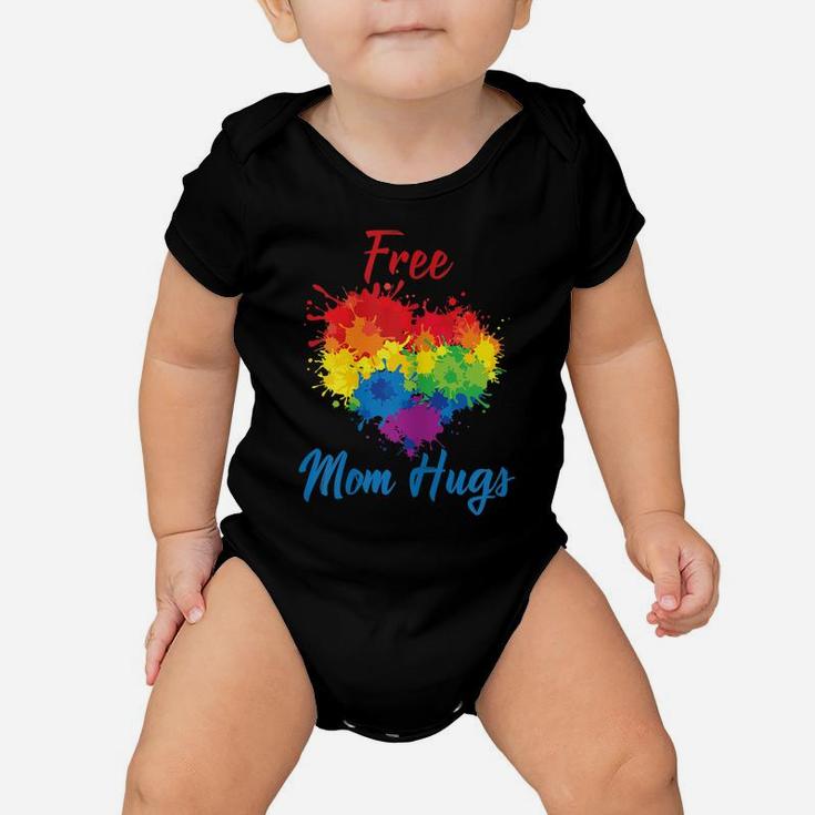 Womens Proud Free Mom Hugs Lgbt Rainbow Gay Pride Mom Baby Onesie