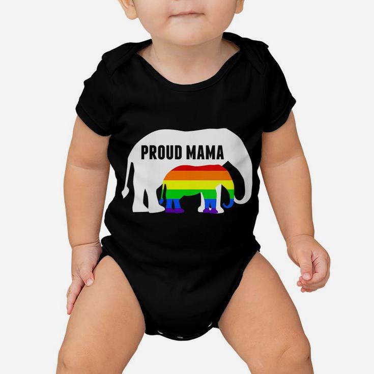 Womens Proud Lgbt Mama - Lgbtq Elephant Gay Pride Mom Baby Onesie